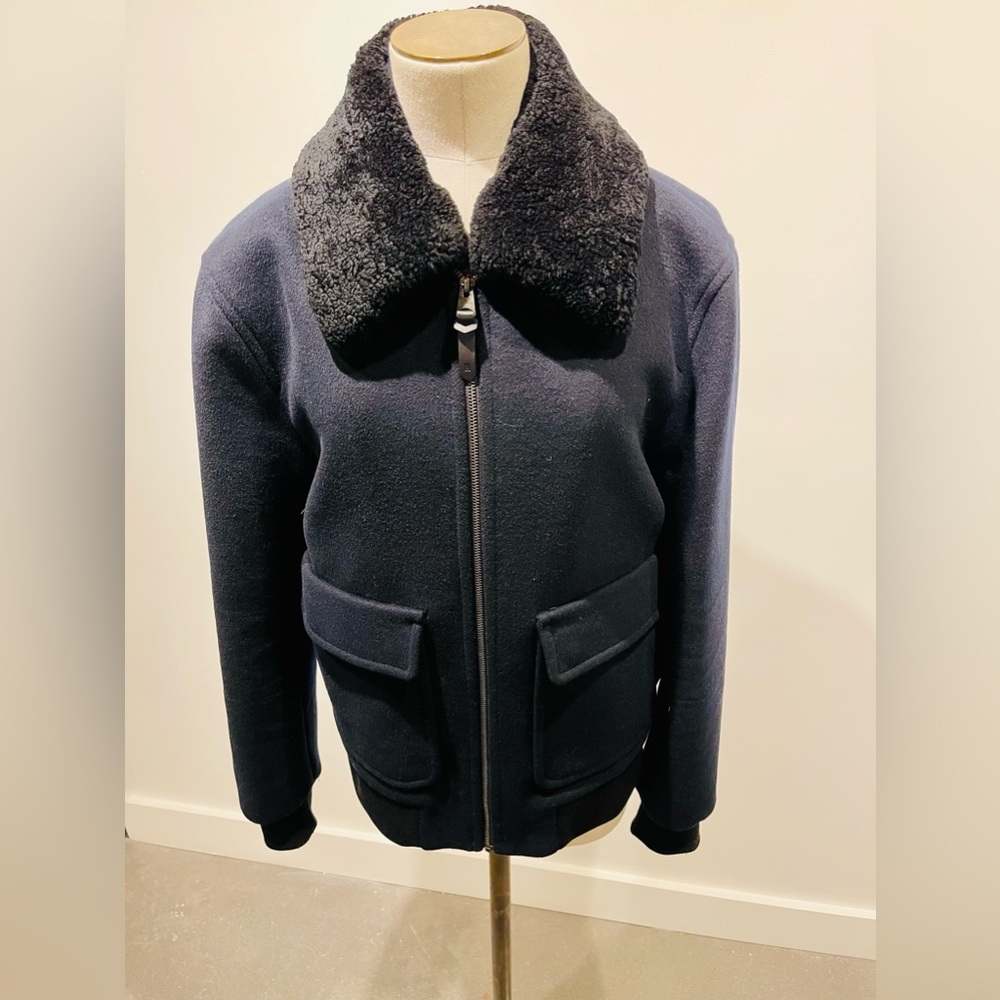 THEO WOOL BOMBER JACKET WITH SHEARLING COLLAR